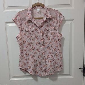 Passport Pink Cap Sleeve Button Down Blouse